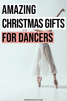 a woman in a white dress with the words amazing christmas gifts for dancers on it