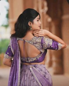 Designer Half Saree ideas Half Saree Ideas, Purple Lehenga, Saree Ideas, Lehenga, Saree, Purple, Design