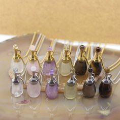 Material : Natural GemstoneShape:  Faceted BottleColor: As PictureSize(Approx): 15x40mmTo see more Perfume Bottle Pendant :https://www.etsy.com/shop/Forbeads?section_id=27292001Shop home for more items:https://www.etsy.com/shop/ForbeadsWe are wholesale manufacturer,Welcome bulk order and cutomized design.Pls feel free to contact us if any question or more request.Nice shopping in Forbeads Witch Aesthetics, Perfume Necklace, Perfume Testers, Perfume Diffuser, Heart Diy, Bottle Pendant, Desk Drawer, Quirky Earrings, Bottle Jewelry