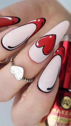 Pop Art Nails, Romantic Nails, Nail Art For Beginners, Colorful Nails, Heart Nails, Nail Arts