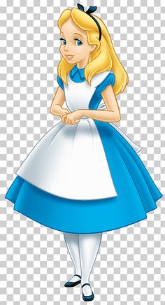 a cartoon character with blonde hair wearing a blue and white dress, hd png