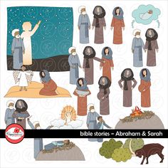 bible stories - abraham & sarah clipart and paper doll cut outs for kids