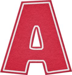 a red and white letter shaped like a with an arrow in the middle on a white background