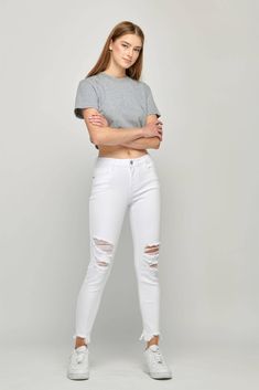 This jean is a wardrobe essential! Perfect for rocking all year round, it's the white jean you've been searching for! Enjoy its slim fit and distressed style that are sure to turn heads. Get 'em while they last! White Jeans Women, White Mom Jeans, You've Been, Christmas List, Wardrobe Essentials, The White, White Jeans, Christmas Gifts, Slim Fit