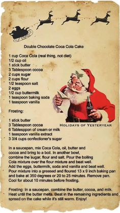 an old fashioned recipe with santa clause on it