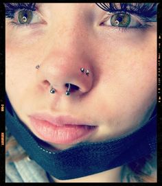 Double Nose Piercing Both Nose Sides Pierced, Double Nose Piercing On One Side, Triple Nose Piercing Different Sides, Nose Piercings Double, Double Nose Piercing Different Sides, Nose Piercing Ideas, Two Nose Piercings