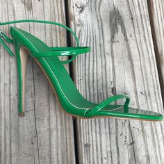 Bellini Heels- You Know You Need A Pair Of Green Heels! These Are So Sexy!! The Naked Sandal Ankle Strap W/Closure Green Heels Size 9 Man Made Upper/Lining Sole Nwot Green Heels, Bellini, Ankle Strap, Sandals, Heels, Green, Women Shopping, Color