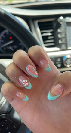 Preppy Acrylic Nails Almond, Fun Summer Nails Almond Short, Summer Nail Inspiration Acrylic Almond, Almond Nails Designs Summer Natural, June Nails Almond Shape, Beach Vacay Nails Almond, Nail Ideas Almond Shape Summer, Summer Nails 2023 Short Almond, Short Almond Shaped Nails Designs Summer