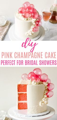 pink champagne cake perfect for bridal showers