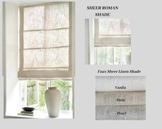 the different shades of roman blinds are shown