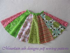 a skirt made out of different fabrics on top of a white background with the words, free pattern