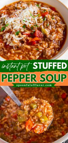 If you love stuffed peppers, then you’re going to love this comforting Instant Pot Stuffed Pepper Soup. It’s easy to make for dinner and tastes great as leftovers. No need to spend time stuffing peppers! Instapot Bell Pepper Recipes, Insta Pot Stuffed Pepper Soup Recipe, Pressure Cooker Stuffed Pepper Soup, Green Pepper Recipes Instant Pot, Stuffed Pepper Instant Pot, Stuffed Green Pepper Soup Instant Pot, Insta Pot Stuffed Peppers Easy, Instapot Stuffed Green Peppers, Instant Pot Recipes Casseroles