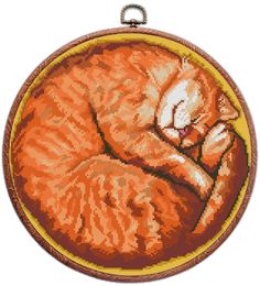 DIGITAL CROSS STITCH PATTERN FOR INSTANT DOWNLOAD 
Cute red cat curved in yellow round frame cross stitch pattern. This is a great gift for those who love cats, as well as for those whose cat looks like this cutie. #kittiesembroidery #crossstitch #pattern #embroiderydesign
#xstitchchart #needlepointornament #hand embroidery Frame Cross Stitch Pattern, Frame Cross Stitch, Embroidery Ornaments, Cat Embroidery Design, Unique Cross Stitch, Xstitch Patterns, Cat Cross Stitch Pattern, Animal Cross Stitch Patterns, Stitch Gift