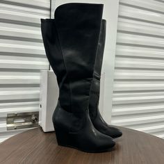 Brand New Ashley Stewart Women’s Faux Leather Boots Size 11w Back Of The Boot Is Made With A Nylon For Extra Stretch Color:Black Length:17inches Heel Height:3inches Medium Width Synthetic Wedge Boots With Round Toe, Synthetic Medium Width Wedge Boots With Round Toe, Medium Width Synthetic Round Toe Wedge Boots, Synthetic Medium Width Round Toe Wedge Boots, Black Wedge Heel Boots For Work, Medium Width Synthetic Wedge Heel Boots, Black Wedge Boots With Medium Width, Black Wedge Boots Medium Width, Faux Leather Wedge Heel Boots