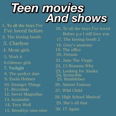 the ten movies and shows list for children's tv series, which is written in blue