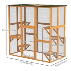 the size and measurements of a chicken coop with its doors open, showing the height