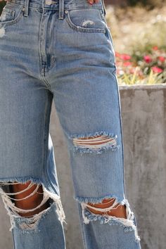 The Catalina Jeans feature a high-waisted, straight leg fit & distressing. True to Size 100% Cotton Machine Wash Cold, Tumble Dry Low Country Style Outfits, Preppy Clothes, Western Clothing, Style Goals, Comfy Clothes, Hair Clothes, Clothing Websites, Strapless Tops, School Board