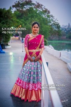 Pochampally Half Sarees, Silk Lehengas, Indian Sari Dress, Pattu Saree Blouse Designs