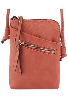 Calin Mini Crossbody Bag Faux vegan leather Zip top closure Gold-tone hardware L 5 * H 7.8 * W 1 Wrap Shoes, Cell Phone Purse, Phone Purse, Novelty Socks, Active Wear Pants, Create Outfits, Waist Bags, Mini Crossbody Bag, Mini Crossbody