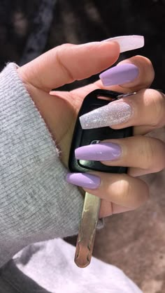 Lavender Coffin Acrylic Nails French Pedicure, Purple Acrylic Nails, Lavender Nails, Purple Nail, Summer Acrylic Nails, Gel Nail Designs, Dream Nails