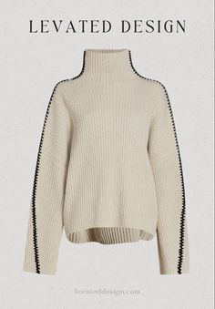 Sweater Winter Outfits, Winter Sweater Outfits, Cream Sweater, Sweater Design, Fashion Mode, Ribbed Sweater, Turtleneck Sweater, Pullover Styling, Clothing Items