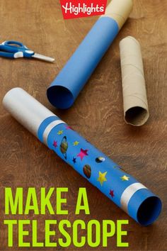 make a telescope out of toilet paper rolls and other crafting supplies on a table