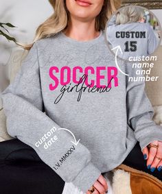 Welcome to JekXiaz Creations! Score a fashion goal with our custom Soccer Girlfriend Crewneck! Whether you're cheering from the stands or supporting your favorite player from afar, this cozy crewneck is the perfect way to show off your soccer love. Made with ultra-soft fabric and featuring a stylish design personalized just for you, it's the ultimate statement piece for any soccer girlfriend.  Treat yourself or surprise your soccer-loving significant other with a gift they'll cherish forever.  O Soccer Girlfriend, Soccer Love, Game Day Sweatshirt, Girlfriend Shirt, Girlfriend Shirts, Soccer Shirt, San Jose Ca, Soccer Shirts, Girlfriend Gift