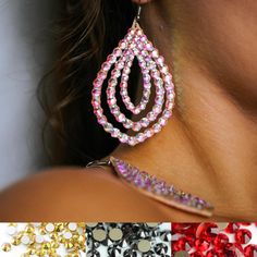 Whether you're performing in ballroom, belly dance, or any other dance style, our earrings "Amira" will enhance your costume and bring an extra element of elegance to your performance. Lightweight and comfortable, they are perfect for long hours of wear, allowing you to move freely and confidently.  Length of earrings 6.5 cm (2.36") The clasp is made of stainless steel hook. All our jewelry is made of high quality felt and glued with lycra, which makes the jewelry more durable and will serve you Handmade Teardrop Chandelier Earrings For Party, Handmade Party Plug Earrings, Handmade Teardrop Crystal Earrings For Party, Dazzling Single Crystal Earring For Parties, Teardrop Bling Crystal Earrings For Party, Party Chandelier Teardrop Earrings With Rhinestones, Party Teardrop Chandelier Earrings With Rhinestones, Ornate Ceremonial Festival Earrings, Dance Earring