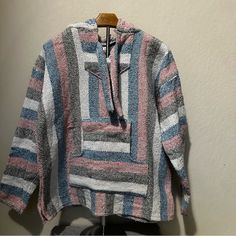 Beautiful Authentic Mexican Sweater. Nice Pink, Baby Blue, Gray Colors. Size M Sweater Is New Without Tags. Measurements Are Shown In The Picture. Casual Pink Hoodie Sweater, Oversized Pink Hoodie Sweater, Pink Hooded Casual Sweater, Pink Hooded Sweater For Loungewear, Casual Pink Hooded Sweater, Cozy Pink Hoodie Sweater, Cozy Pink Hooded Sweater, Cozy Multicolor Hooded Top, Cozy Pink Hoodie Top