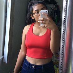 Knit Red And Black Crop Top. Never Used And Has Been Sitting In My Closet For Months. Stretchable But Not A Lot. Good On Bust. Material Is Thick Enough To Go Braless. Fitted Casual Tank Top For Going Out, Red Crop Top With Built-in Bra For Night Out, Red Crop Top For Summer Workout, Red Summer Workout Crop Top, Summer Red Workout Crop Top, Trendy Red Top For Workout, Trendy Red Workout Top, Forever 21 Stretch Crop Tank Top, Forever 21 Trendy Stretch Tank Top