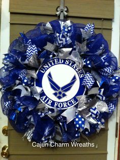 an air force wreath hanging on the front door