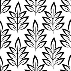 a black and white leaf pattern on a white background for wallpaper, fabric or paper