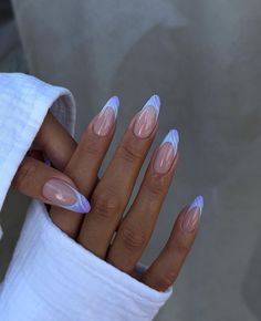 Stylish Nails Almond Summer, Long Oval Nails Designs Ideas, Blue Claw Nails, Long Oval Nails Designs Summer, Summer Nails Stiletto Short, Acrylic Nail Designs For Summer Long, Dreamy Blue Nails, Baby Blue Nails Stiletto, Summer Long Almond Nails