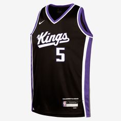 Every team has its true colors, an unmistakable identity that sets it apart from the rest of the league. Honoring the Sacramento Kings's rich hoops heritage, this De'Aaron Fox jersey is inspired by what your favorite player wears on the hardwood. The lightweight, sweat-wicking mesh fabric helps keep you dry and cool while you rep the game you love. Throwback Basketball Shoes For Sports Season, Throwback Basketball Shoes, Nike Throwback Basketball Shoes For Sports Events, Throwback Black Basketball Shoes, Nike Throwback Black Basketball Shoes, La Kings Jersey, Sacramento Kings Jersey, Nba Redesign Jersey, Orange Jersey Basketball