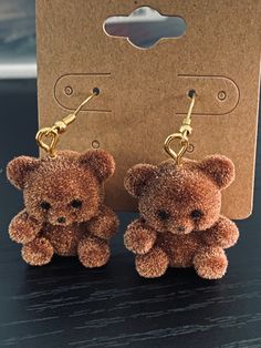 Super soft brown and gold teddy bear earrings  Felt brown bear attached to gold hooks 🧸🐻 Cute Brown Dangle Earrings, Cute Brown Earrings As Gift, Cute Brown Earrings Gift, Cute Brown Earrings For Gift, Gold Teddy Bear, Teddy Bear Earrings, Gold Hooks, Bear Earrings, Dark Brown Color