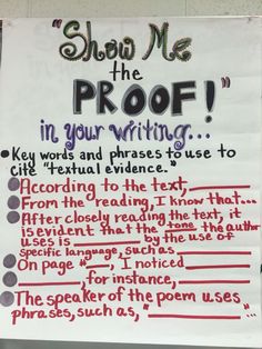 a sign that says show me the proof in your writing