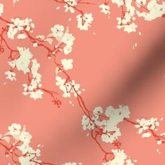 a pink background with white flowers on it