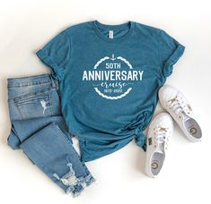 Wedding Anniversary Cruise TShirt makes a festive tee for celebrating your 1st, 5th, 10th, 15th, 20th, 25th, 30th, 35th, 40th, 45th, 50th, 55th, 60th or any wedding anniversary in between for married couples cruising through their anniversary year with family and friends. Just let us know which anniversary you're celebrating and we'll customize the dates and anniversary number on the shirt for you. Makes cute matching couple tees for your anniversary cruise. T-SHIRT MATERIAL & FEATURES: * 100% R Casual Ocean Color Tops For Beach, Casual Ocean Color Beach Tops, Cotton Tropical Tops For Beach Season, Blue Cotton T-shirt For Family Vacation, Blue T-shirt For Family Vacation In Summer, Blue T-shirt For Family Vacation Summer, Summer Crew Neck Tops For Family Vacation, Blue Casual T-shirt For Family Vacation, Summer Cotton Top For Family Vacation