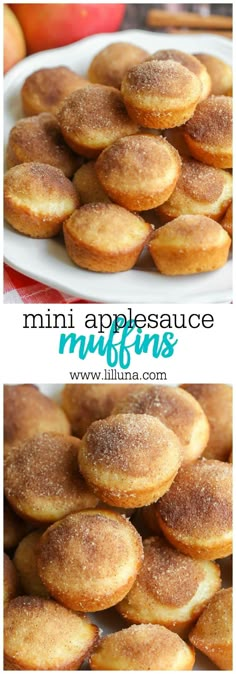 mini applesauce muffins on a white plate