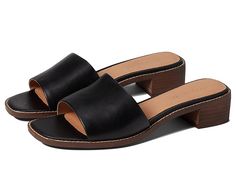 Madewell Jordana Mule - Women's Shoes : True Black : Keep up with the comfort donning the Madewell Jordana Mule. Smooth leather upper. Breathable leather lining and insole. Slip-on style closure. Open, round toe silhouette. Synthetic outsole. Imported. Measurements: Heel Height: 1 1 2 in Weight: 11 oz Product measurements were taken using size 9, width M. Please note that measurements may vary by size. Weight of footwear is based on a single item, not a pair. Classic Sandals With Rubber Sole, Medium Width, Classic Slip-on Sandals Medium Width, Comfortable Leather Heels With Round Toe, Comfortable Leather Heels With Cushioned Footbed, Comfortable Leather Heels With Rubber Sole, Casual Leather Heels With Rubber Sole, Casual Leather Heels With Cushioned Footbed, Leather Sandals With Rubber Sole For Work, Casual Leather Heels With Leather Sole