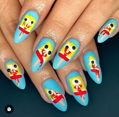 Popsicle Nails, Spongebob Popsicle, Spongebob Nails, Round Nails, Funky Nails, Dope Nails