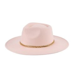 Introduce some glam to your everyday look with this chic Chain Fedora! The thin gold chain band gives it an unexpected edge, and the wide brim will keep the sun off your face in style. So, stay shady and bring that extra something to your wardrobe! Material Composition: 100% Polyester Height: 4' Brim: 3.5" Circumference: 47.5 Designed by Bella Chic USA Fedora Hat Style, Panama Style, Summer Fedora, Chic Fashionista, Wide Brim Fedora, Felt Fedora, Shoe Boutique, Cowgirl Hats, Chain Belt