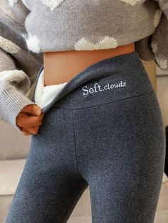 Basics Skinny Solid Leggings | justfashionnow Soft Clouds, Thermo Leggings, Winter Trousers, Outer Women, Thermal Leggings, Warm Pants, Cosy Winter, Hip Lifts, Warm Leggings