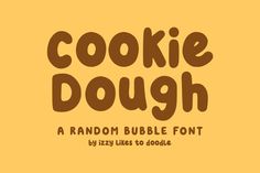 cookie dough font with brown and yellow background, it is also available for use on the web