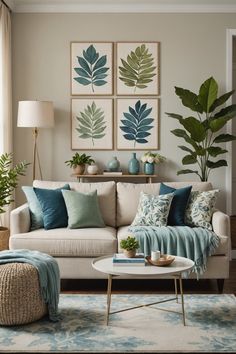 a living room filled with furniture and plants