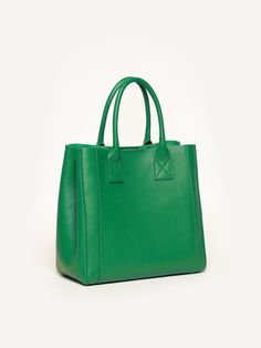 The Elena Medio - Jewel Green - Tumbled Leather - M.Gemi Versatile Tote Satchel For On-the-go, Versatile On-the-go Tote Shoulder Bag, On-the-go Laptop Bag With Detachable Double Handle, On-the-go Tote Shoulder Bag With Top Carry Handle, Chic Tote Laptop Bag For On-the-go, Versatile Rectangular Bucket Bag For On-the-go, Chic Square Satchel For On-the-go, Modern Double Handle Satchel For On-the-go, Everyday Double Handle Bags