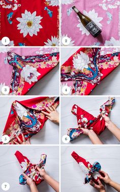 how to tie a bandana with flowers on it and instructions for making the scarf