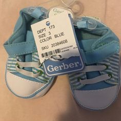 Nwt Gerber Size 3 Baby Blue Shoes, Velcro Top Cute Blue Non-slip Sneakers, Blue Slip-on Sneakers With Soft Sole, Cute Blue Slip-on Sneakers, Baby Blue Shoes, 3rd Baby, Baby Walker, Blue Shoes, Baby Blue, Kids Shoes