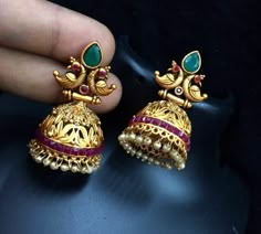 Daily Wear Earrings Gold Indian, Matte Gold Jewelry, Jhumkas Earrings, Gold Earrings For Kids, Gold Earrings Models