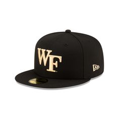 The Wake Forest Demon Deacons 59FIFTY Cap features an embroidered Deacons logo at the front panels with a matching Deacon mascot at the rear and a gray undervisor. Collegiate Flat Brim Fitted Hat For Fan Merchandise, Collegiate Flat Brim Fitted Hat For Fans, Flat Bill Fitted Hat With Logo Patch For Fans, Baseball Cap With Letter Patch For Fan Gear, Fitted Snapback Hat With Logo Patch For Fans, Flat Brim Fitted Hat With Embroidered Logo For Fans, Curved Brim Hat With Letter Patch For Fans, Collegiate Flat Bill Hat With Team Logo, Collegiate Fitted Hat With Embroidered Logo And Flat Bill